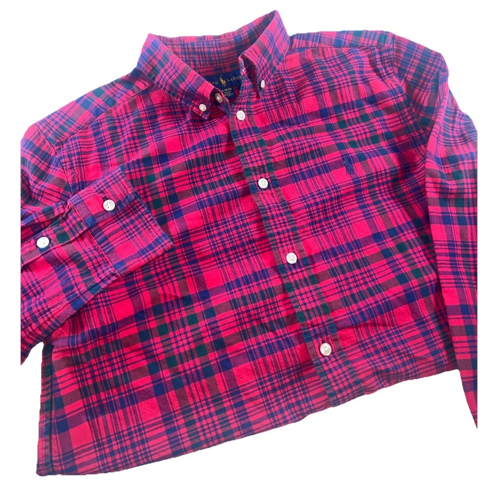 Polo Ralph Lauren Shirt Boys XL 18-20 Red Plaid Button Down Long Sleeve Pony